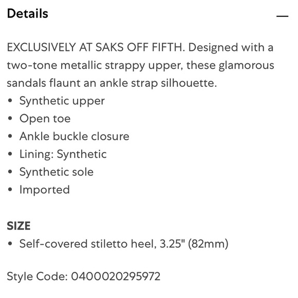 SAKS FIFTH AVENUE Susan Metallic Ankle Strap Sandals Size 7.5 - Picture 8 of 8